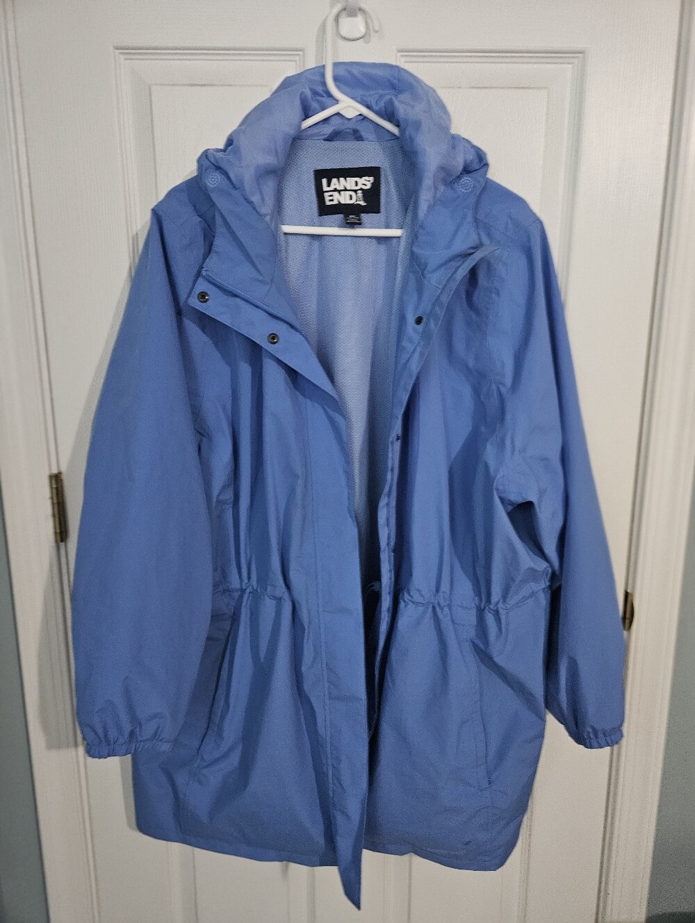 Lands' End Blue Women's Squall Packable Waterproof Hooded Jacket
